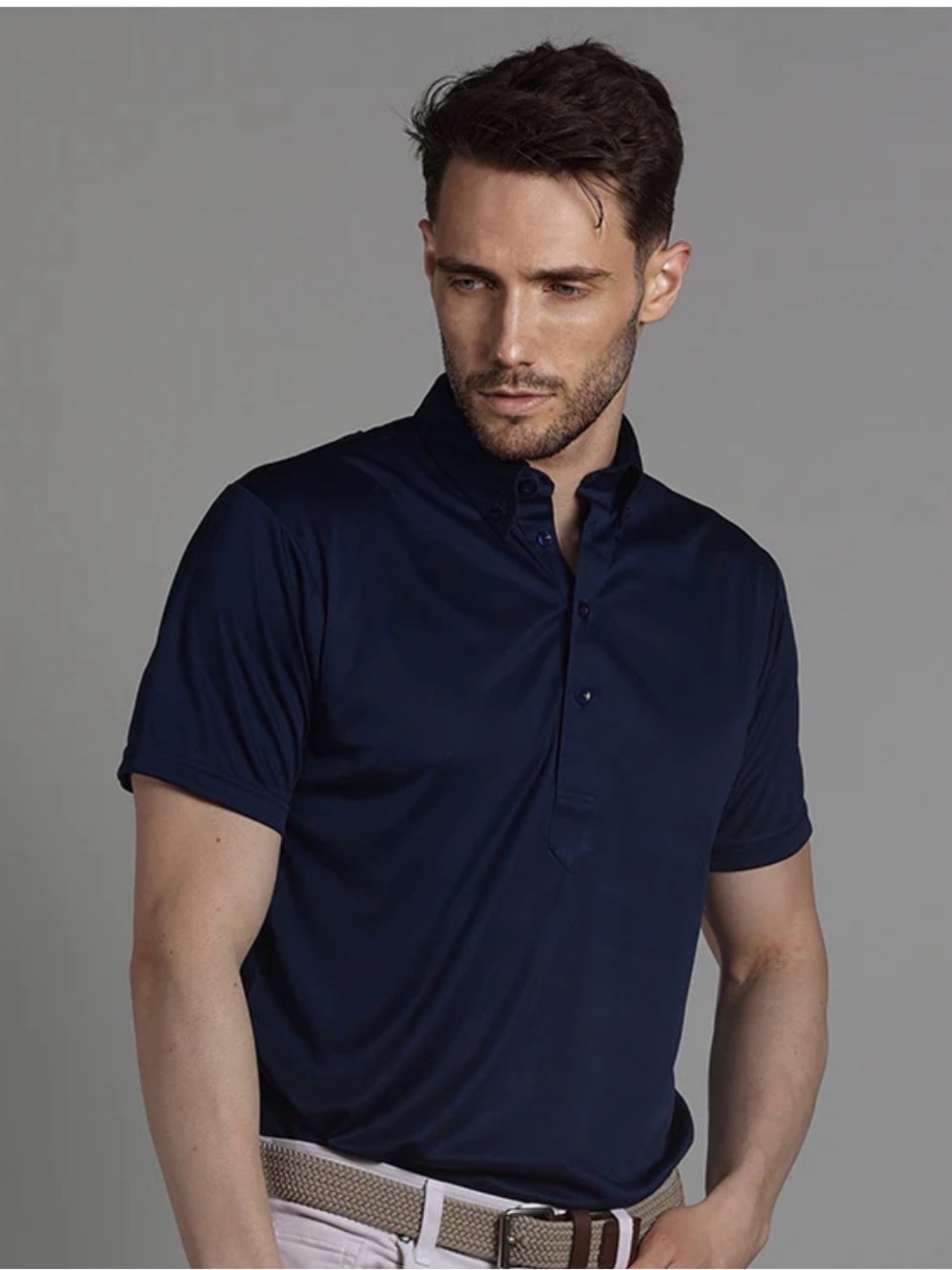 Collars & Co Oxford Button Down Collar Polo Navy Blue XL Performance Golf Shirt